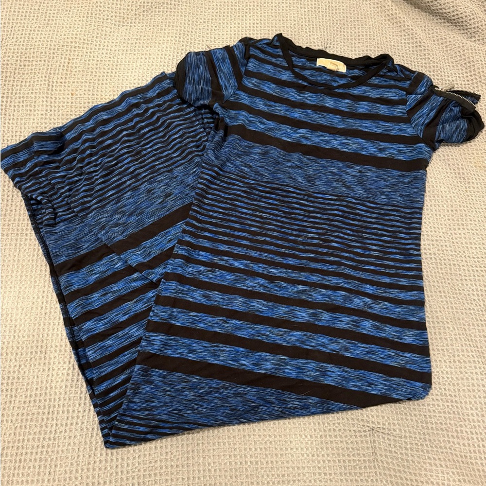 {MICHAEL KORS} Black and Blue Stripe Maxi Dress
